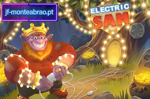 Ecran de joc de slot SAM electric care arată troli de neon și simboluri de fructe